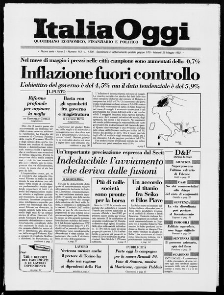 Italia oggi : quotidiano di economia finanza e politica